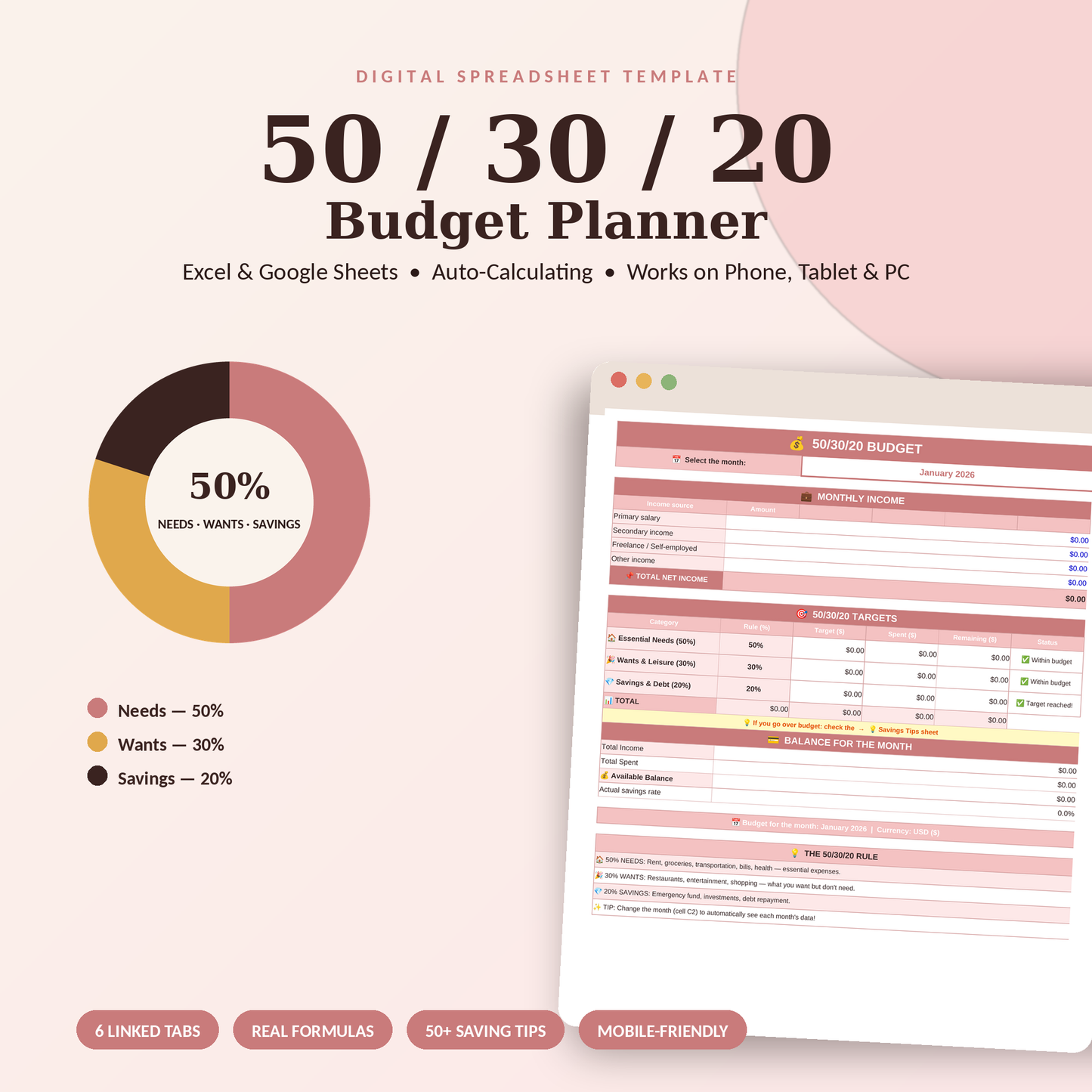 Budget Planner | Digital Budget Planner (English & French) | Excel Budget Tracker